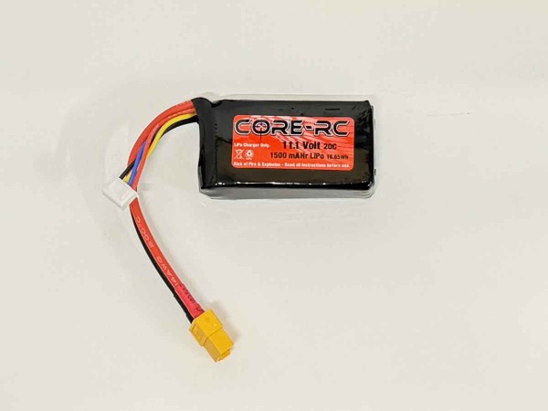 Core RC 1500mAH 11.1V 3S 20C LiPo Pack [UK SUPPLY ONLY+ 4.80 SURCHARGE]