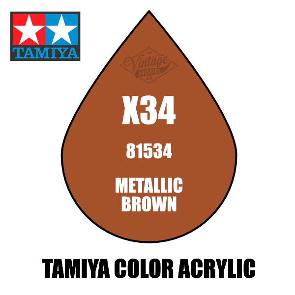 Tamiya Mini X-34 Metallic Gloss Brown  10ml Acrylic Paint